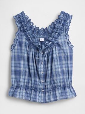 Gap Eyelet Tie-Front Crop Peplum Top like Doen